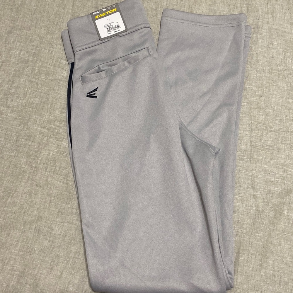 Easton Youth adult XS baseball pants grey with black piping